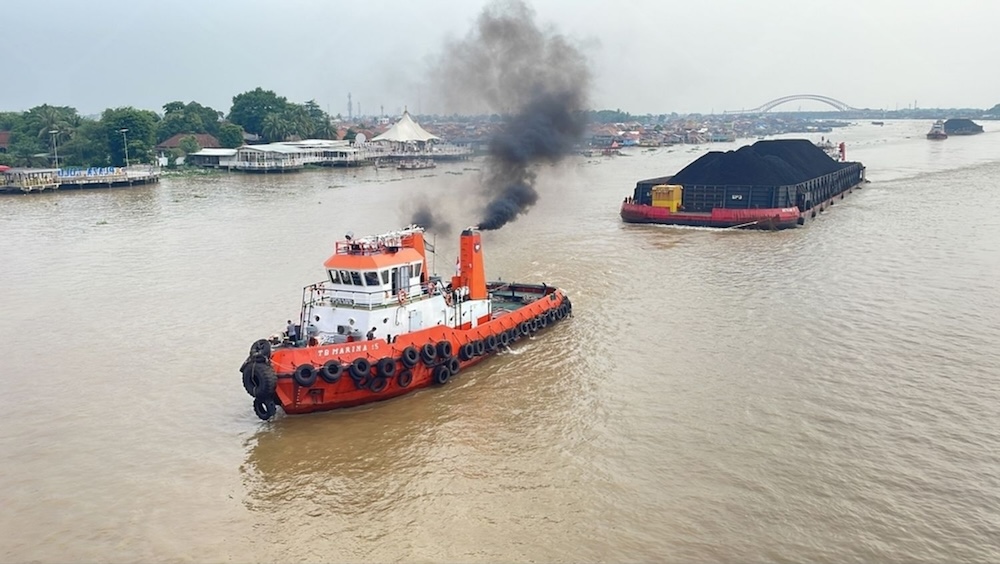 Coal barge on Musi River